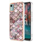 For Nokia C12 Electroplating IMD TPU Phone Case(Pink Scales)