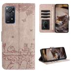 For Xiaomi Redmi Note 11 Pro 4G/5G Global Cat Embossing Pattern Leather Phone Case with Lanyard(Grey)