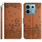 For Xiaomi Redmi Note 13 Pro 5G Cat Embossing Pattern Leather Phone Case with Lanyard(Brown)