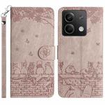 For Xiaomi Redmi Note 13 Cat Embossing Pattern Leather Phone Case with Lanyard(Grey)