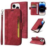 For iPhone 15 Pro BETOPNICE Dual-side Buckle Leather Phone Case(Red)