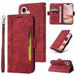 For iPhone 16 Plus BETOPNICE Dual-side Buckle Leather Phone Case(Red)