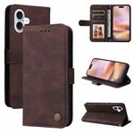 For iPhone 16 Plus Skin Feel Life Tree Leather Phone Case(Brown)