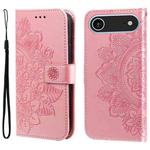 For iPhone 17 Air Seven-petal Flowers Embossing Leather Phone Case(Rose Gold)
