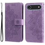 For iPhone 17 Air Seven-petal Flowers Embossing Leather Phone Case(Light Purple)
