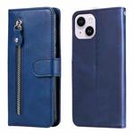 For iPhone 15 Plus Fashion Calf Texture Zipper Leather Phone Case(Blue)
