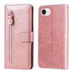 For iPhone SE 20224 Fashion Calf Texture Zipper Leather Phone Case(Rose Gold)