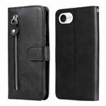 For iPhone SE 20224 Fashion Calf Texture Zipper Leather Phone Case(Black)