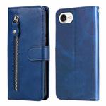 For iPhone SE 20224 Fashion Calf Texture Zipper Leather Phone Case(Blue)