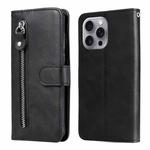 For iPhone 16 Pro Max Fashion Calf Texture Zipper Leather Phone Case(Black)