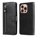 For iPhone 16 Pro Fashion Calf Texture Zipper Leather Phone Case(Black)