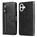 For iPhone 17 Fashion Calf Texture Zipper Leather Phone Case(Black)