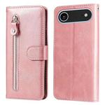 For iPhone 17 Air Fashion Calf Texture Zipper Leather Phone Case(Rose Gold)