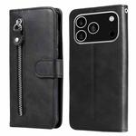For iPhone 17 Pro Fashion Calf Texture Zipper Leather Phone Case(Black)