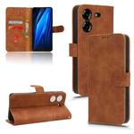 For TECNO Pova 5 Skin Feel Magnetic Flip Leather Phone Case(Brown)