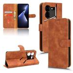 For TECNO Pova 5 Pro Skin Feel Magnetic Flip Leather Phone Case(Brown)