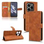 For TECNO Spark 20 Pro Skin Feel Magnetic Flip Leather Phone Case(Brown)