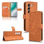 For Tecno Camon 40 Skin Feel Magnetic Flip Leather Phone Case(Brown)