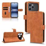 For Tecno Spark 40 4G Skin Feel Magnetic Flip Leather Phone Case(Brown)