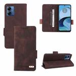 For Motorola Moto G14 Magnetic Clasp Leather Phone Case(Brown)