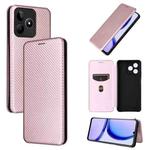 For Realme C53 4G / Narzo N53 4G Carbon Fiber Texture Flip Leather Phone Case(Pink)