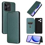 For Realme C53 4G / Narzo N53 4G Carbon Fiber Texture Flip Leather Phone Case(Green)
