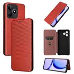 For Realme C53 4G / Narzo N53 4G Carbon Fiber Texture Flip Leather Phone Case(Brown)