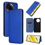 For Realme 11 5G / 11x Carbon Fiber Texture Flip Leather Phone Case(Blue)
