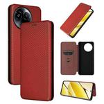 For Realme 11 5G / 11x Carbon Fiber Texture Flip Leather Phone Case(Brown)