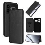 For Realme GT5 5G Carbon Fiber Texture Flip Leather Phone Case(Black)