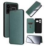 For Realme GT5 5G Carbon Fiber Texture Flip Leather Phone Case(Green)