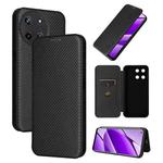 For Realme 11 4G Global Carbon Fiber Texture Flip Leather Phone Case(Black)