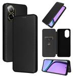 For Realme C67 4G Carbon Fiber Texture Flip Leather Phone Case(Black)