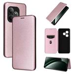 For Realme GT 6 / GT 6T Carbon Fiber Texture Flip Leather Phone Case(Pink)