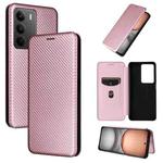 For Realme C75 4G Carbon Fiber Texture Flip Leather Phone Case(Pink)