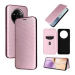 For Realme 14 Pro 5G Global Carbon Fiber Texture Flip Leather Phone Case(Pink)