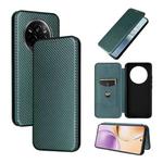 For Realme 14 Pro 5G Global Carbon Fiber Texture Flip Leather Phone Case(Green)