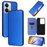 For Realme 14 5G Global Carbon Fiber Texture Flip Leather Phone Case(Blue)