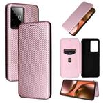 For Realme Neo7x 5G Carbon Fiber Texture Flip Leather Phone Case(Pink)