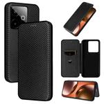 For Realme GT 7 Global Carbon Fiber Texture Flip Leather Phone Case(Black)