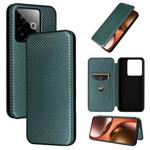 For Realme GT 7 Global Carbon Fiber Texture Flip Leather Phone Case(Green)