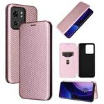 For Motorola Edge 40 Carbon Fiber Texture Flip Leather Phone Case(Pink)