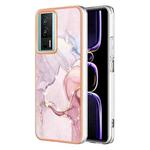 For Xiaomi Poco F5 Pro 5G/Redmi K60 Electroplating Marble Dual-side IMD Phone Case(Rose Gold 005)