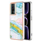 For Xiaomi Poco F5 Pro 5G/Redmi K60 Electroplating Marble Dual-side IMD Phone Case(Green 004)