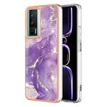 For Xiaomi Poco F5 Pro 5G/Redmi K60 Electroplating Marble Dual-side IMD Phone Case(Purple 002)