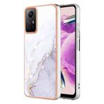 For Xiaomi Redmi Note 12S 4G Electroplating Marble Dual-side IMD Phone Case(White 006)