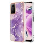 For Xiaomi Redmi Note 12S 4G Electroplating Marble Dual-side IMD Phone Case(Purple 002)