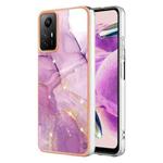 For Xiaomi Redmi Note 12S 4G Electroplating Marble Dual-side IMD Phone Case(Purple 001)