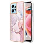 For Xiaomi Redmi Note 12 4G Global Electroplating Marble Dual-side IMD Phone Case(Rose Gold 005)