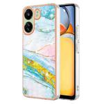 For Xiaomi Redmi 13C 4G Electroplating Marble Dual-side IMD Phone Case(Green 004)